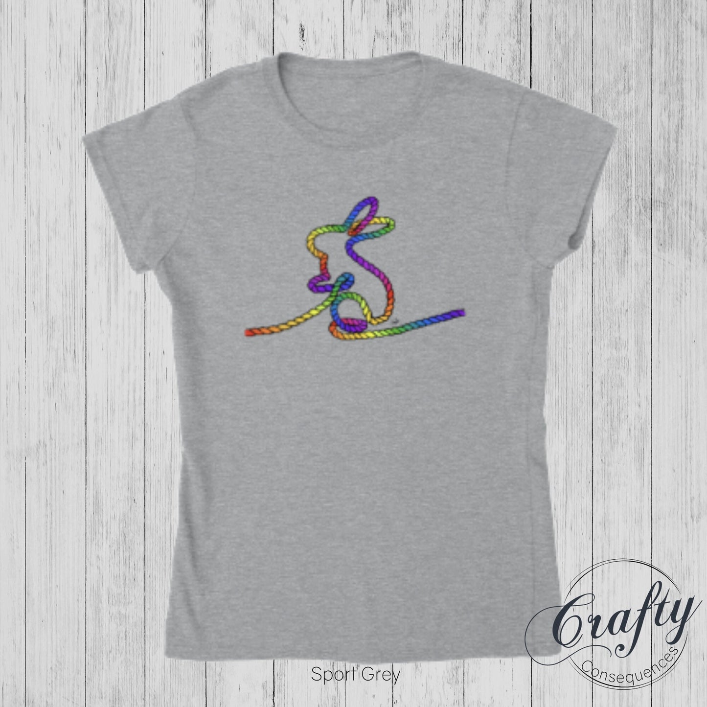 Rainbow Subtle Rope Bunny Classic Womens Crewneck T-shirt