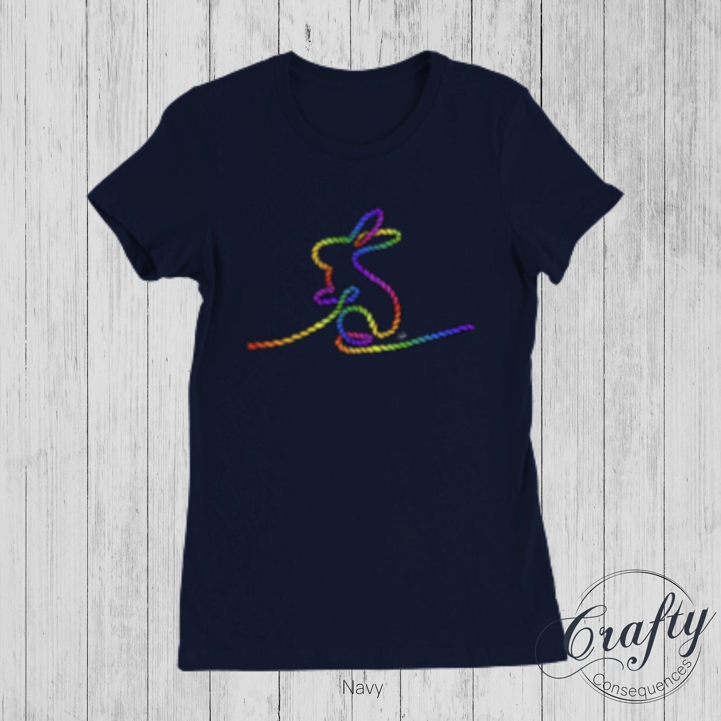 Rainbow Subtle Rope Bunny Premium Womens Crewneck T-shirt