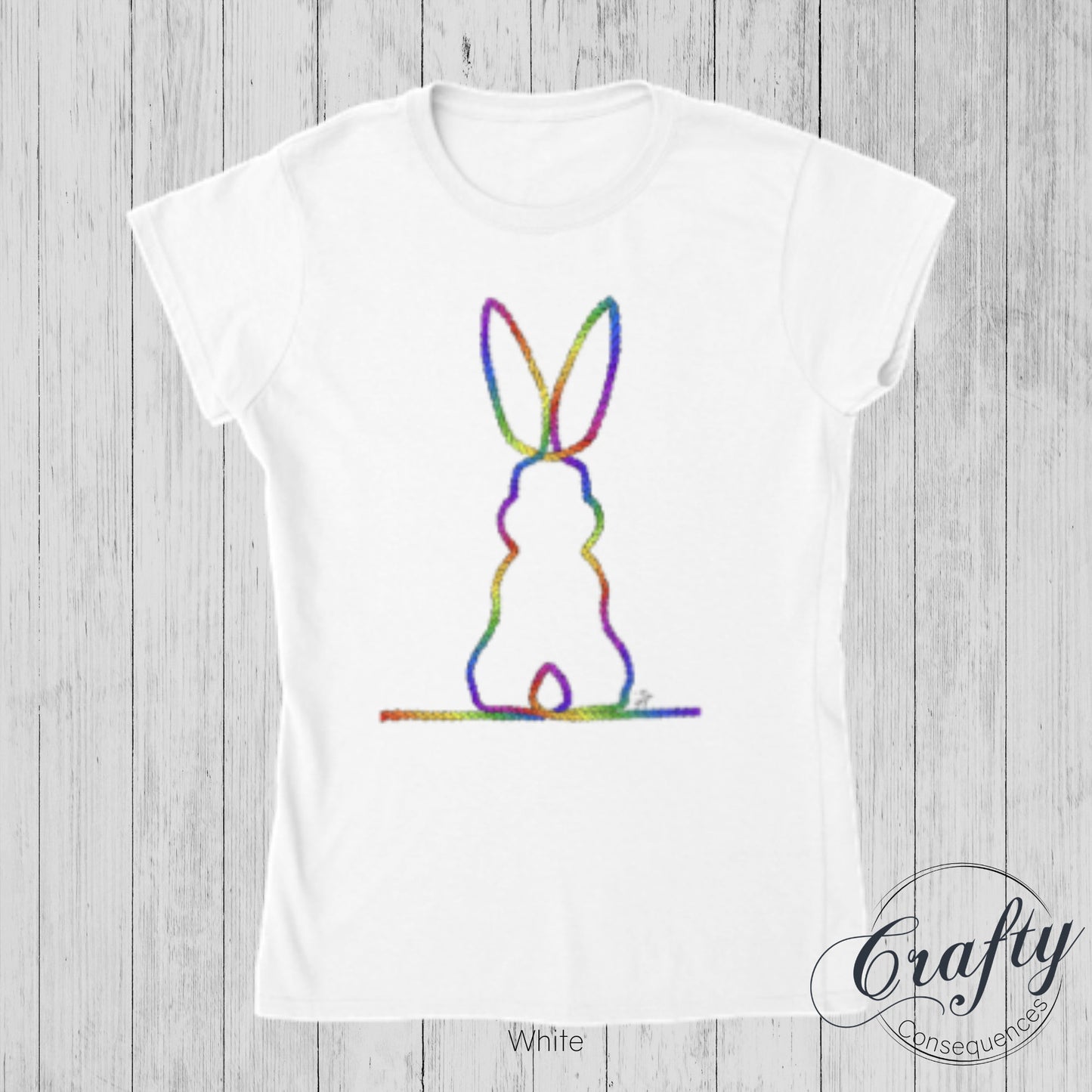 Rainbow Subtle Bunny v2 Classic Womens Crewneck T-shirt
