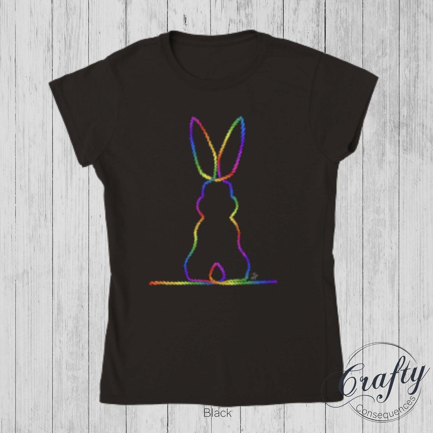 Rainbow Subtle Bunny v2 Classic Womens Crewneck T-shirt
