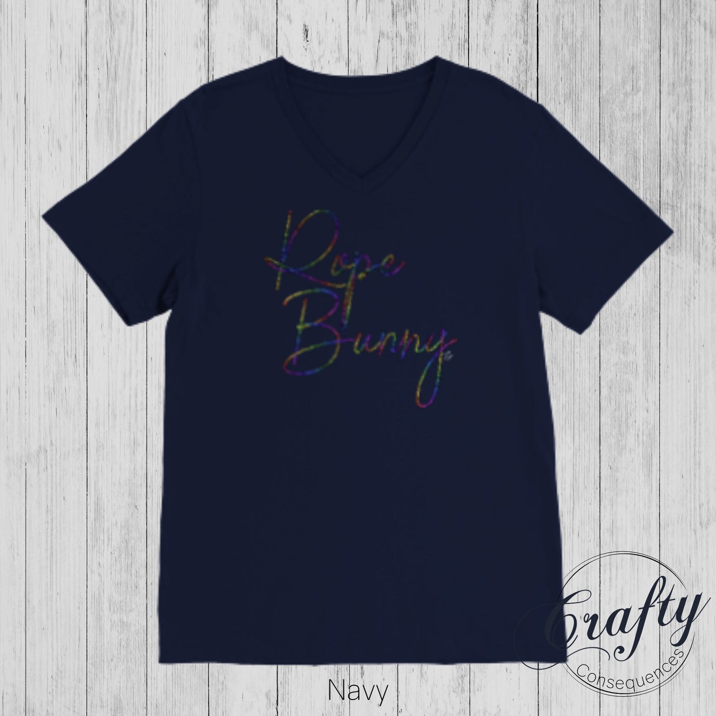 Rainbow Rope Bunny Premium Unisex V-Neck T-shirt