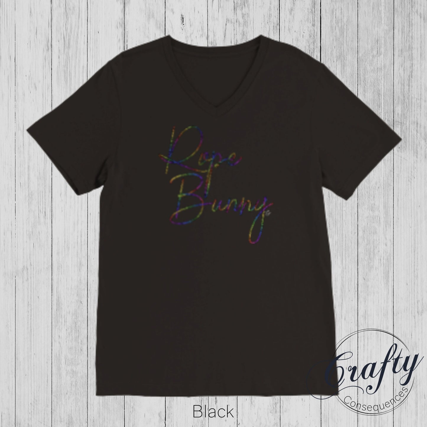 Rainbow Rope Bunny Premium Unisex V-Neck T-shirt