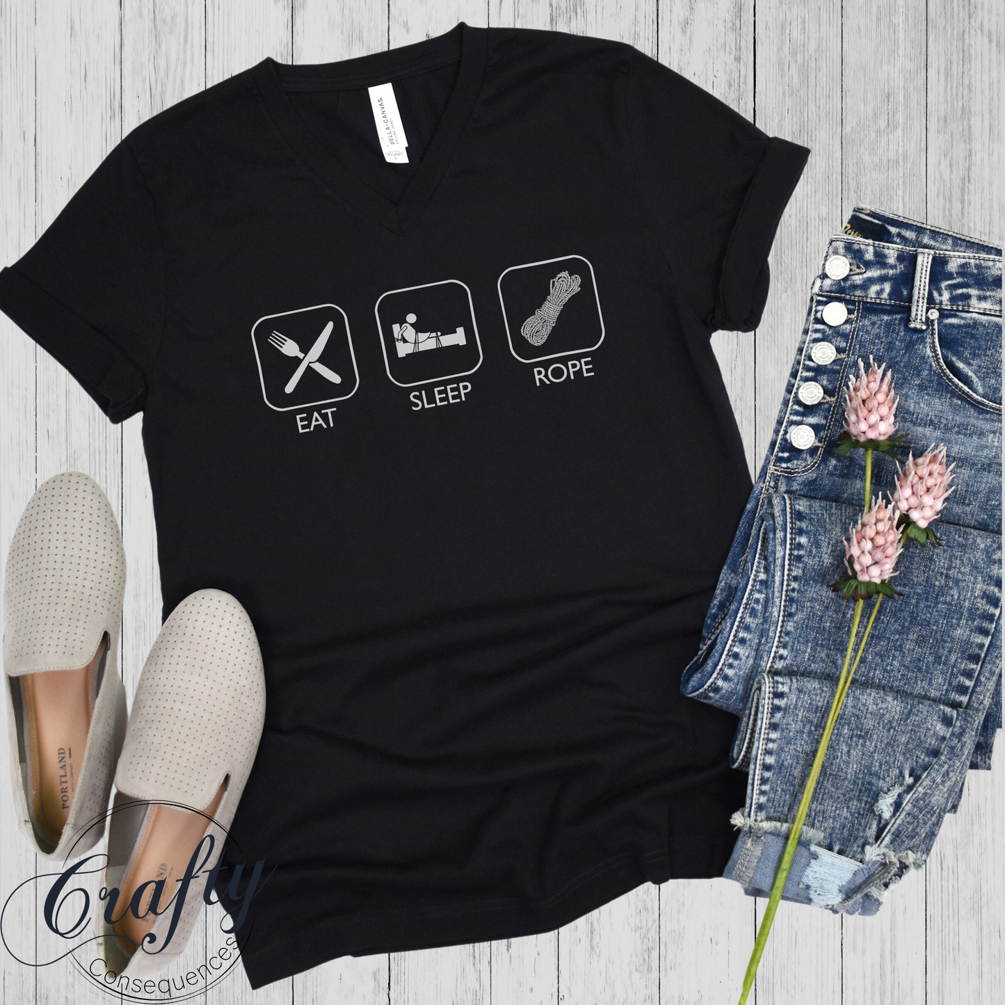 Eat Sleep Rope – Premium Unisex V-Neck T-Shirt