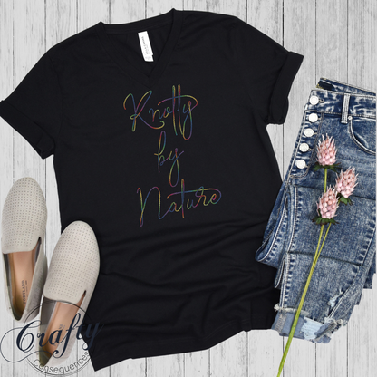 Knotty by Nature – Rainbow Premium Unisex V-Neck T-Shirt