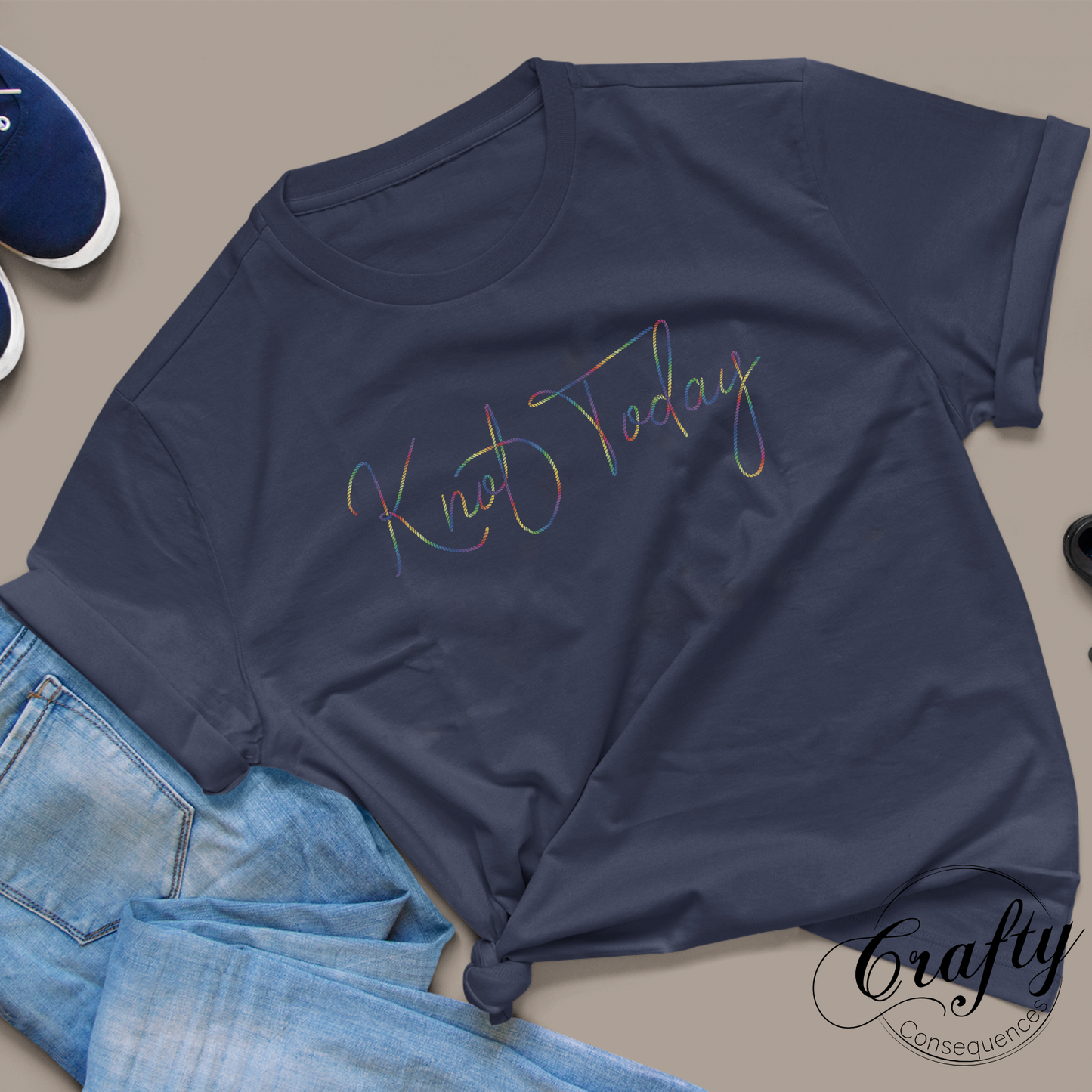 Knot Today – Rainbow Premium Unisex Crewneck T-Shirt