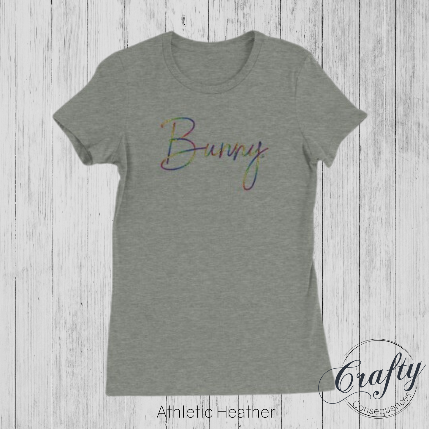Rainbow Bunny Rope – Premium Women's Crewneck T-Shirt