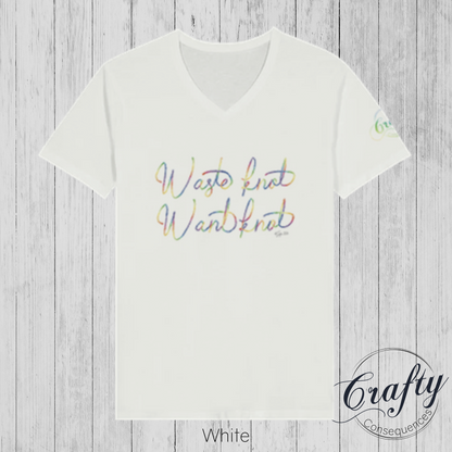 Waste Knot, Want Knot – Rainbow Premium Unisex V-Neck T-Shirt
