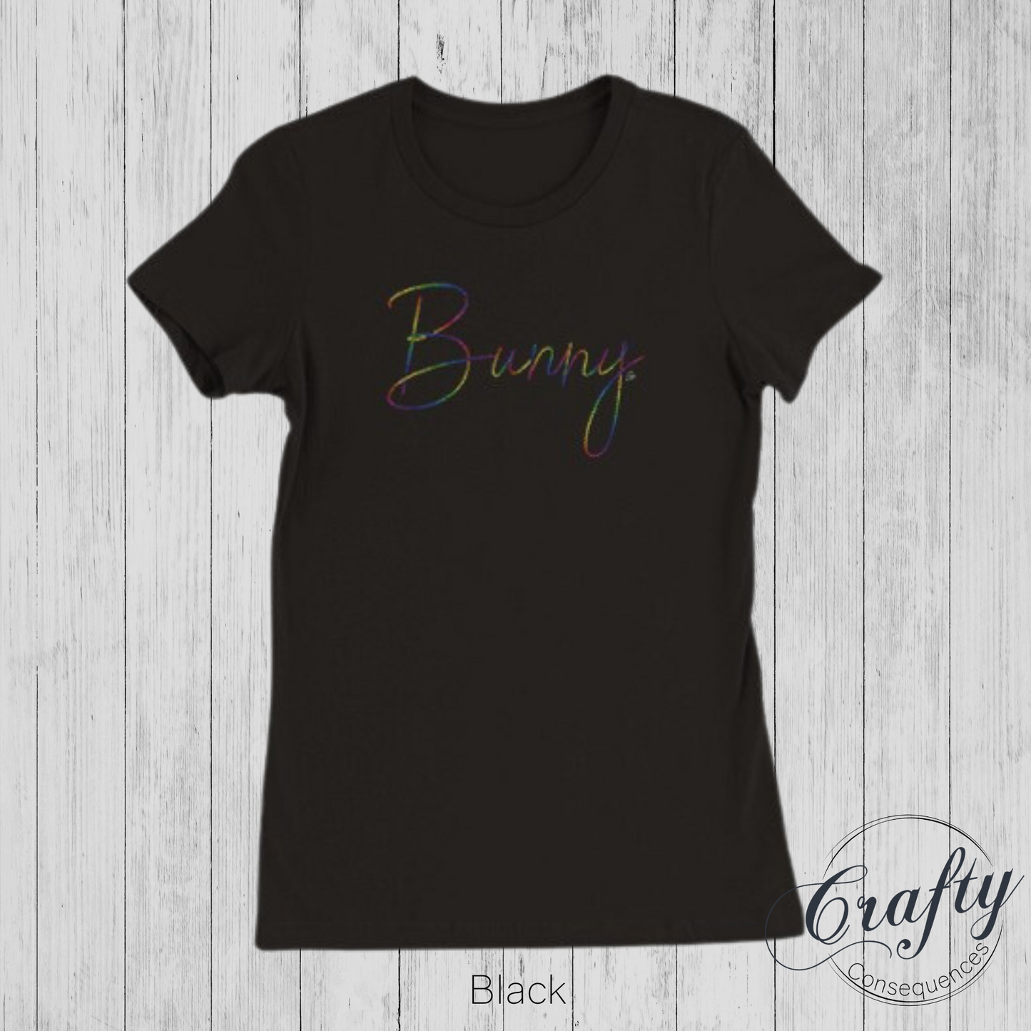 Rainbow Bunny Rope – Premium Women's Crewneck T-Shirt