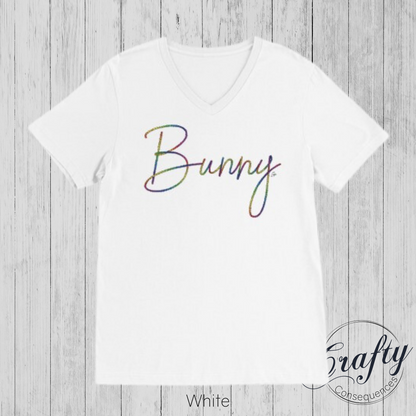 Rainbow Bunny Rope Premium Unisex V-Neck T-shirt