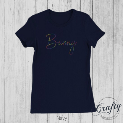 Rainbow Bunny Rope – Premium Women's Crewneck T-Shirt