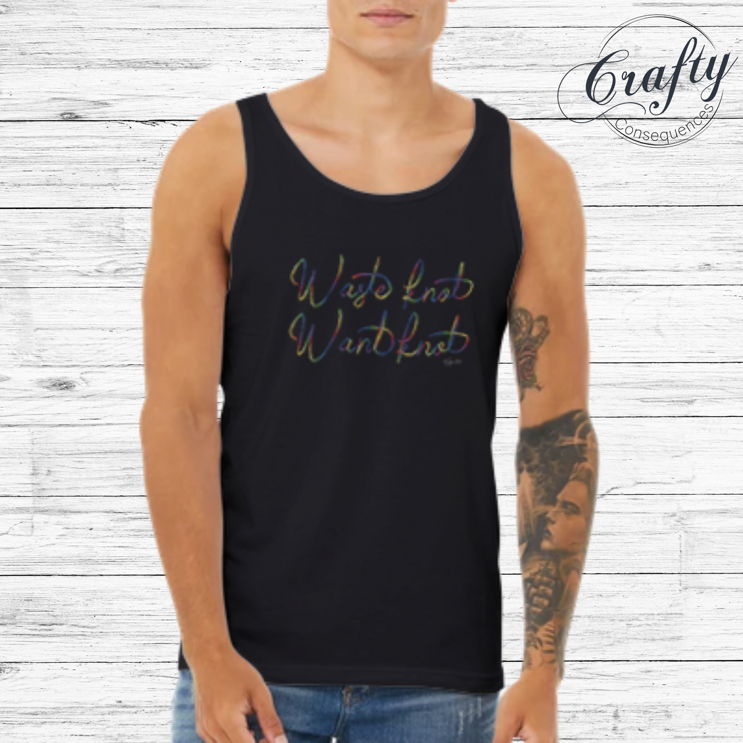 Waste knot Want knot Rainbow Premium Unisex Tank Top