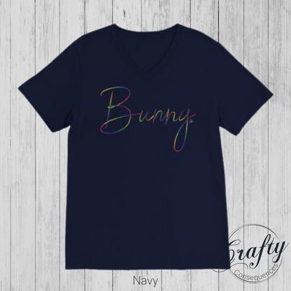 Rainbow Bunny Rope Premium Unisex V-Neck T-shirt