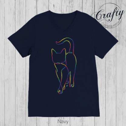 Rainbow Subtle Rope Kitten V2 – Premium Unisex V-Neck T-Shirt