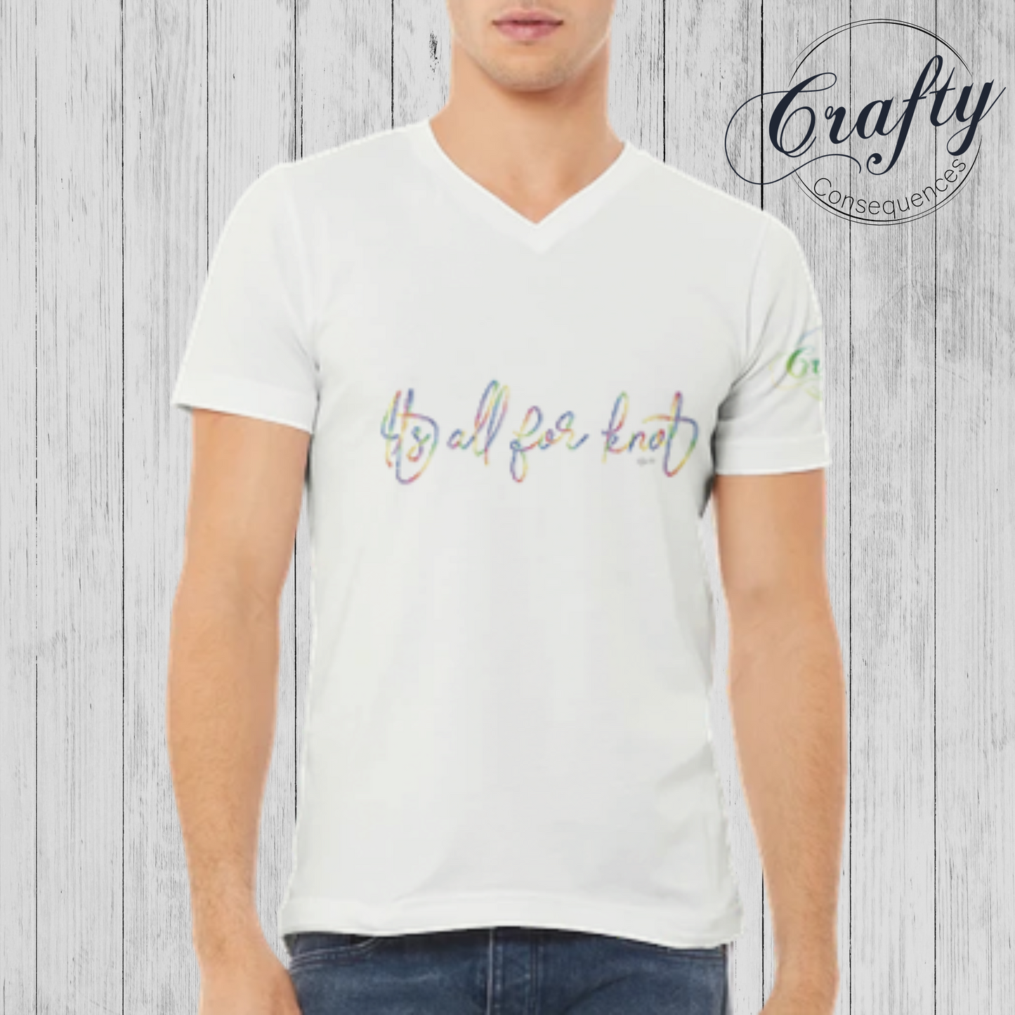It’s All for Knot – Rainbow Premium Unisex V-Neck T-Shirt