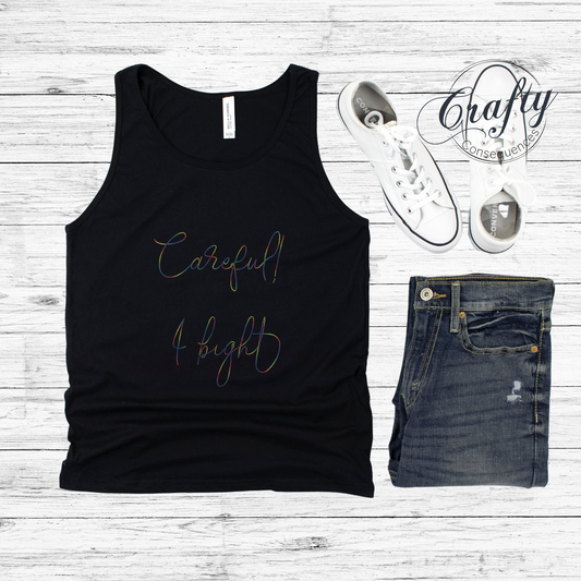 Careful, I Bight – Rainbow Premium Unisex Tank Top