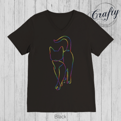 Rainbow Subtle Rope Kitten V2 – Premium Unisex V-Neck T-Shirt