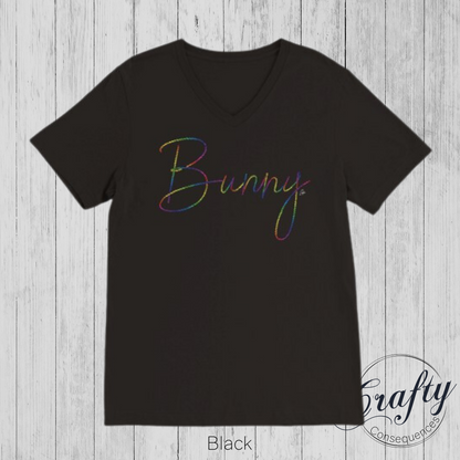 Rainbow Bunny Rope Premium Unisex V-Neck T-shirt