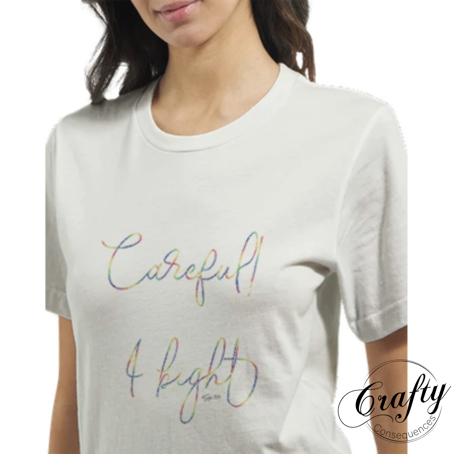 Careful, I Bight – Rainbow Premium Unisex Crewneck T-Shirt