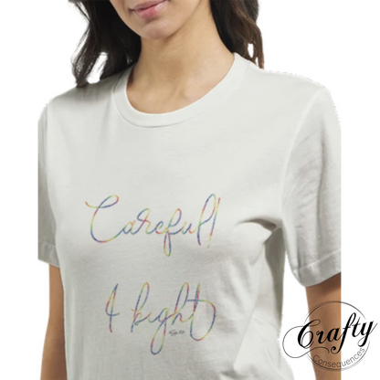Careful, I Bight – Rainbow Premium Unisex Crewneck T-Shirt