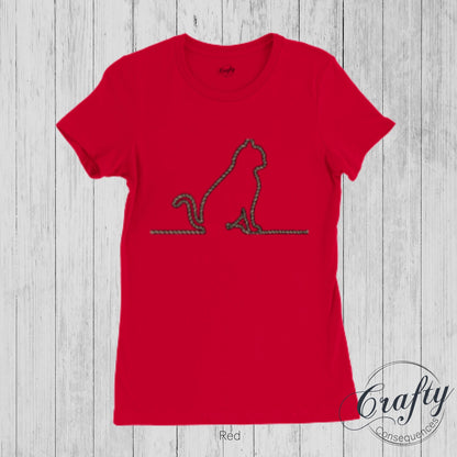 Jute Rope Kitten Premium Womens Crewneck T-shirt