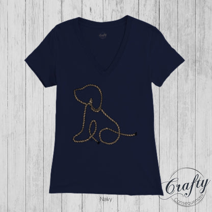 Subtle Rope Puppy Premium Womens V-Neck T-shirt