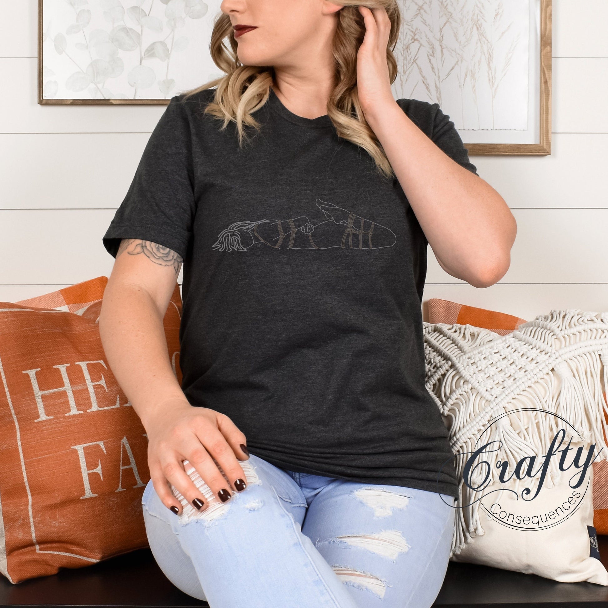 Hog Tie Rope Bondage Premium Unisex Crewneck T-shirt