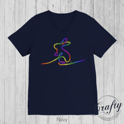Rainbow Subtle Rope Bunny Premium Unisex V-Neck T-shirt