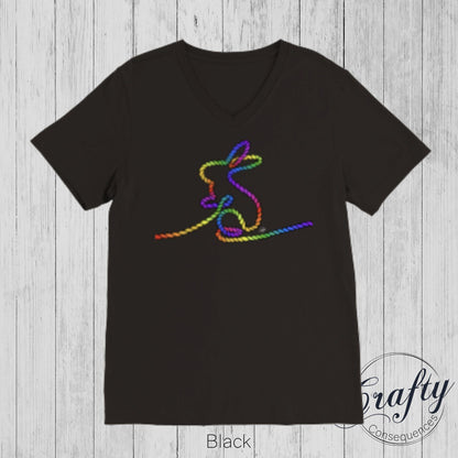 Rainbow Subtle Rope Bunny Premium Unisex V-Neck T-shirt