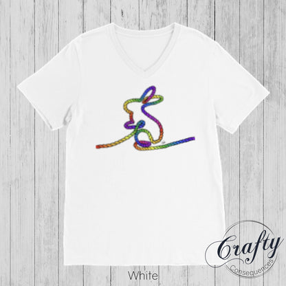 Rainbow Subtle Rope Bunny Premium Unisex V-Neck T-shirt