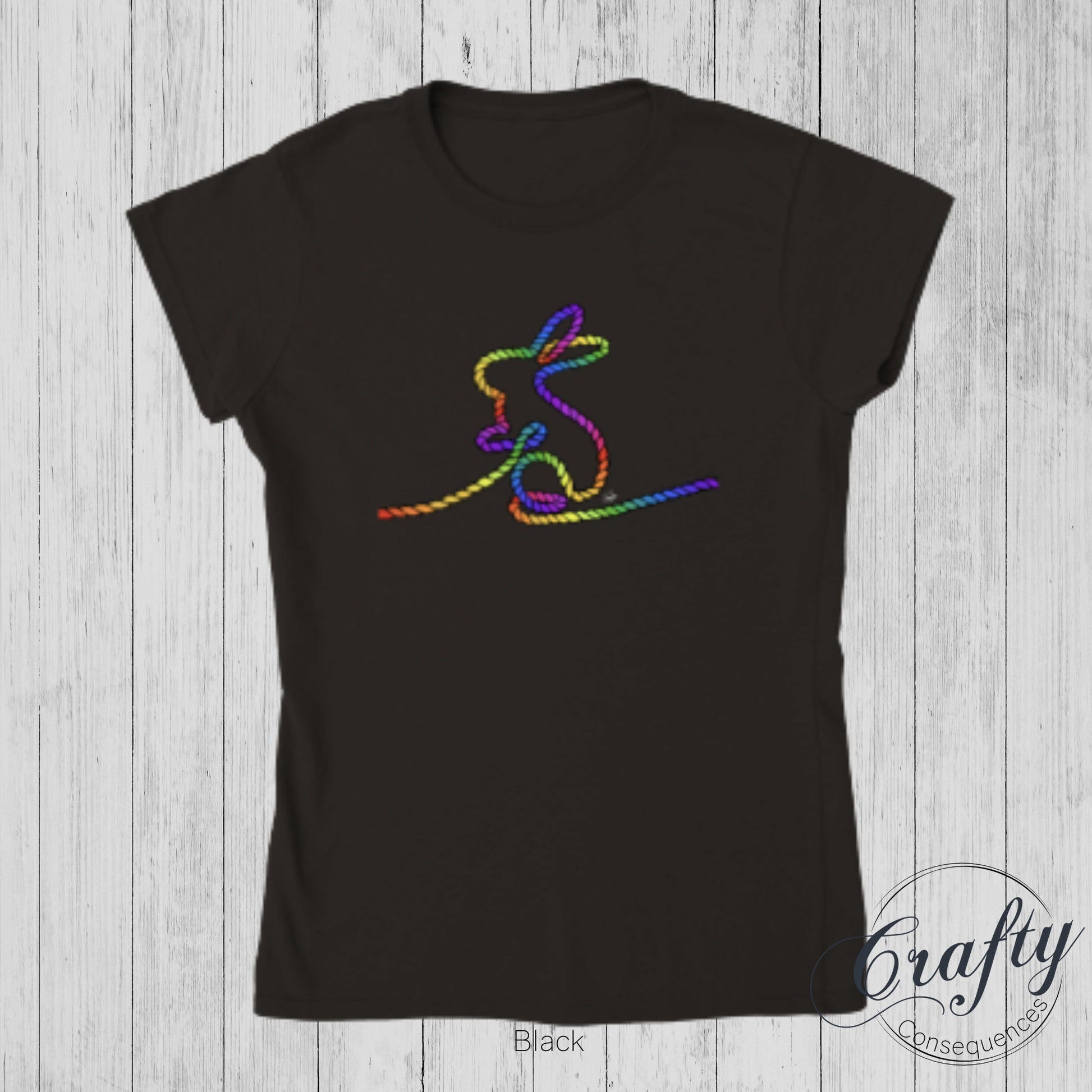 Rainbow Subtle Rope Bunny Classic Womens Crewneck T-shirt
