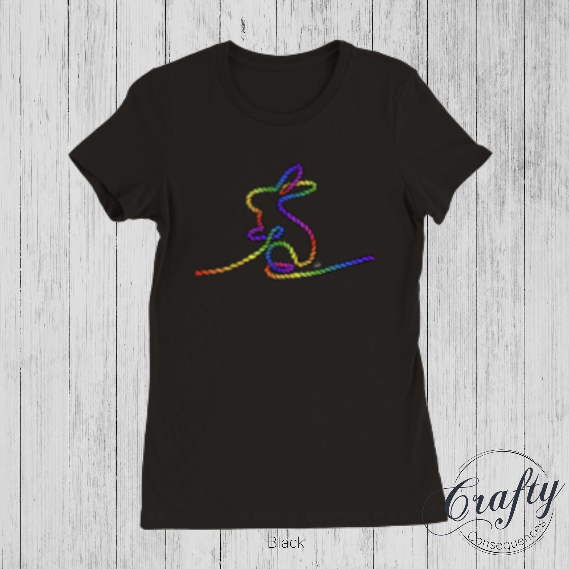 Rainbow Subtle Rope Bunny Premium Womens Crewneck T-shirt