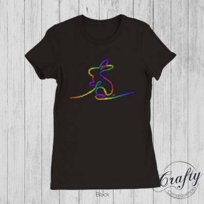Rainbow Subtle Rope Bunny Premium Womens Crewneck T-shirt