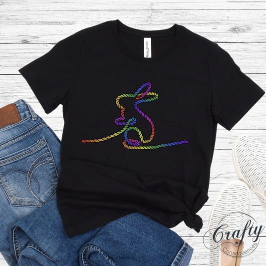 Rainbow Subtle Rope Bunny Premium Womens Crewneck T-shirt