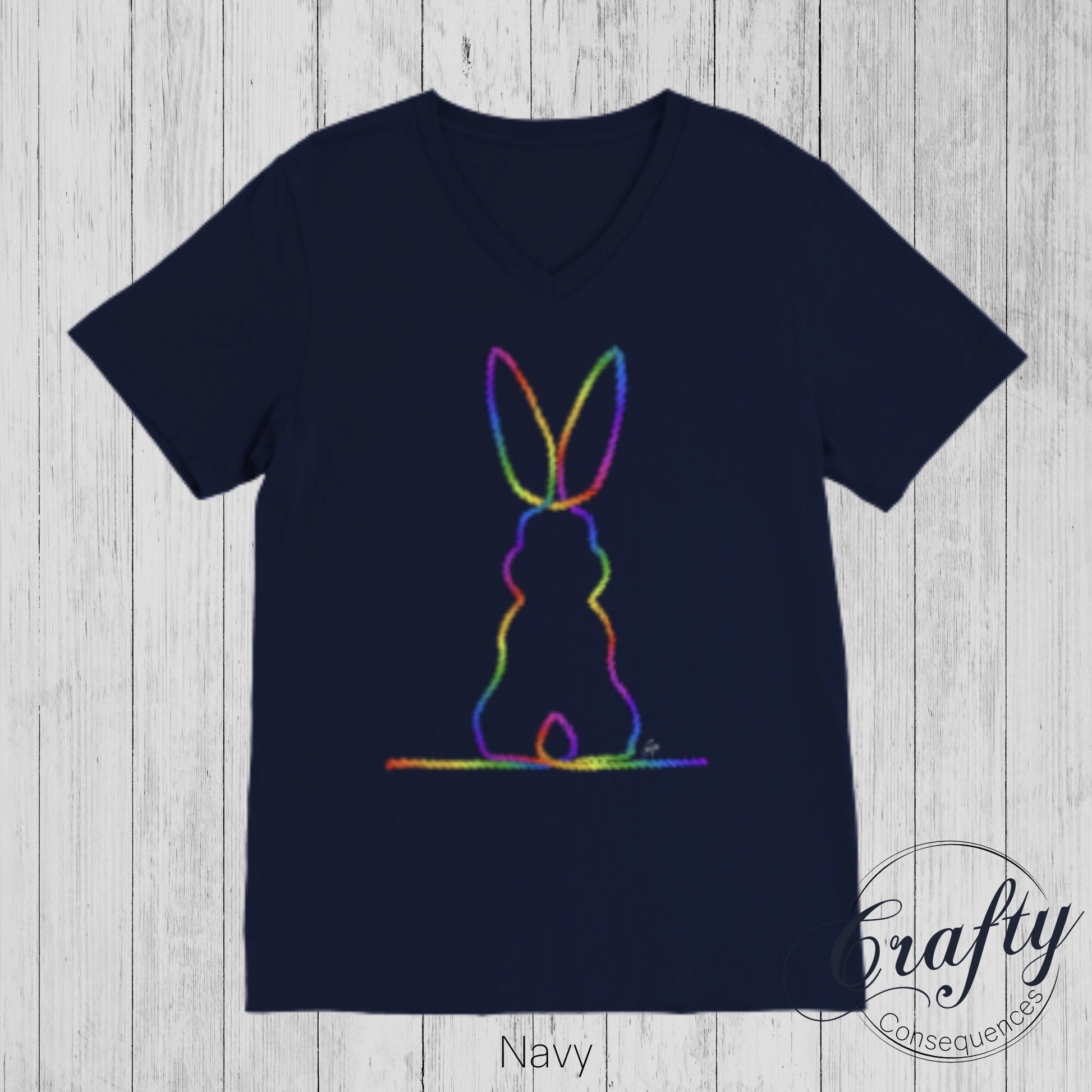 Rainbow Subtle Bunny v2 Premium Unisex V-Neck T-shirt