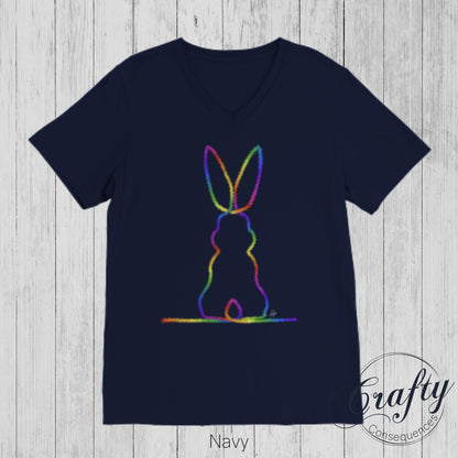 Rainbow Subtle Bunny v2 Premium Unisex V-Neck T-shirt