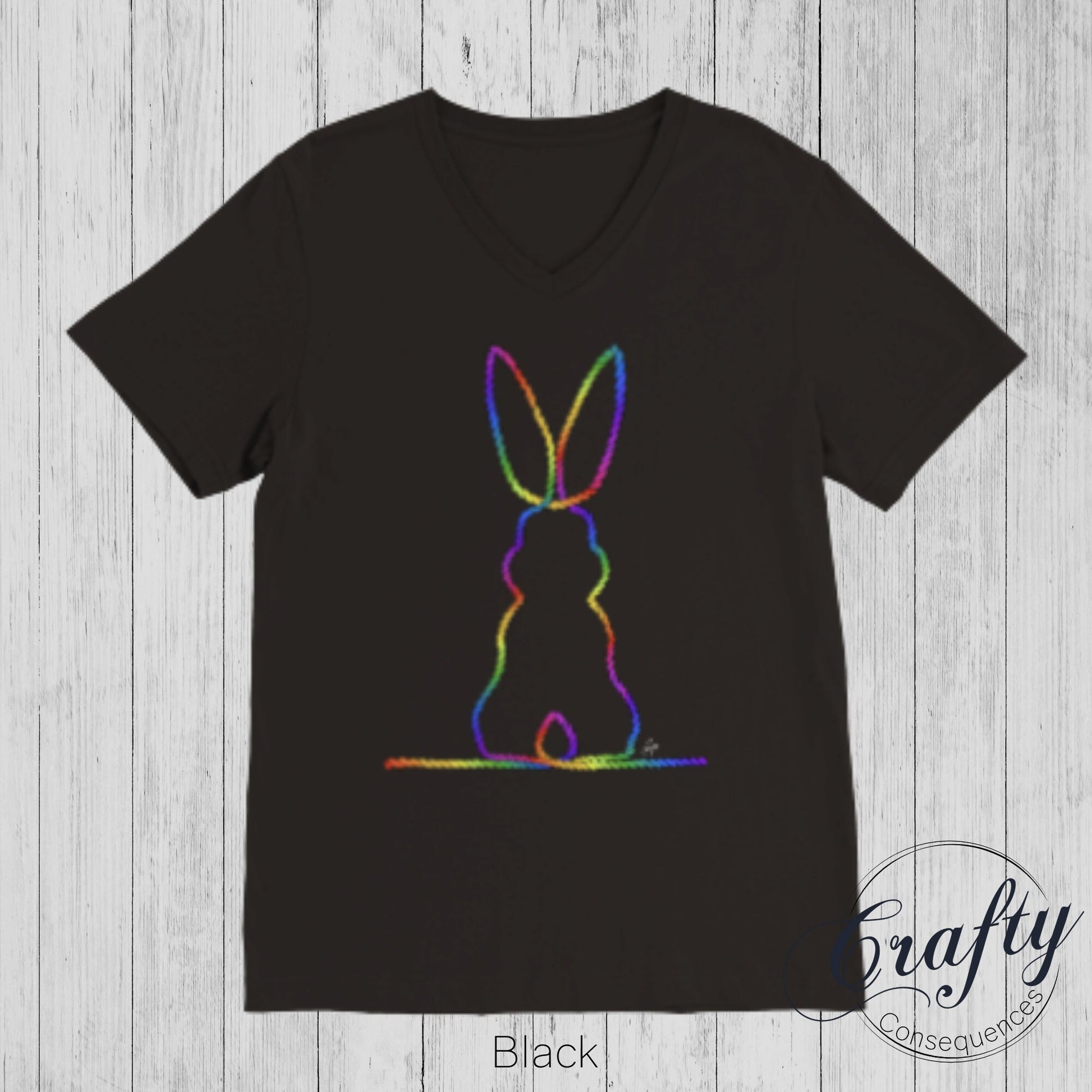 Rainbow Subtle Bunny v2 Premium Unisex V-Neck T-shirt