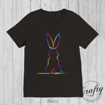 Rainbow Subtle Bunny v2 Premium Unisex V-Neck T-shirt