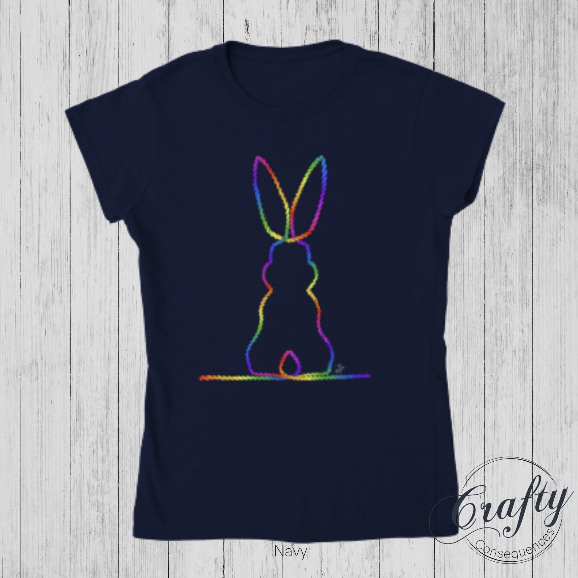 Rainbow Subtle Bunny v2 Classic Womens Crewneck T-shirt