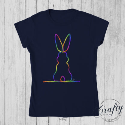 Rainbow Subtle Bunny v2 Classic Womens Crewneck T-shirt