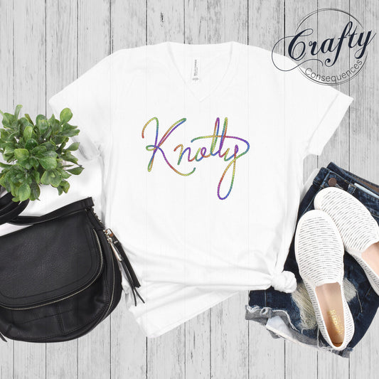 Rainbow Knotty Rope Premium Unisex V-Neck T-shirt