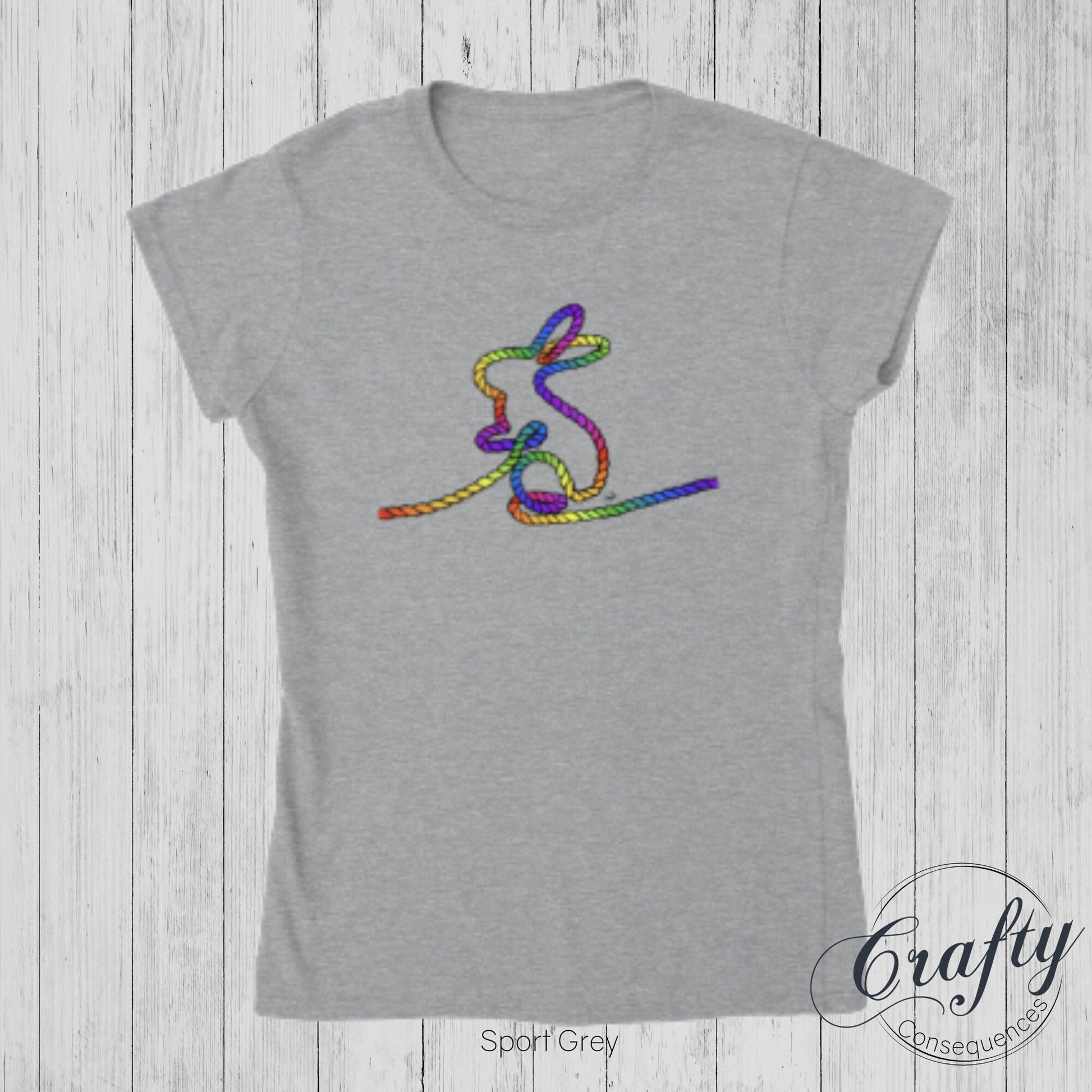 Rainbow Subtle Rope Bunny Classic Womens Crewneck T-shirt