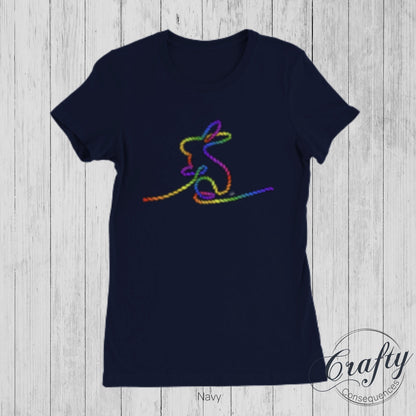 Rainbow Subtle Rope Bunny Premium Womens Crewneck T-shirt