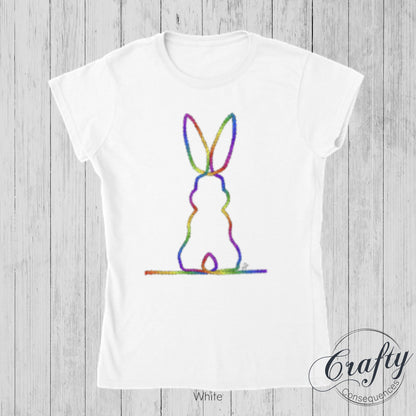 Rainbow Subtle Bunny v2 Classic Womens Crewneck T-shirt