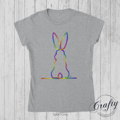 Rainbow Subtle Bunny v2 Classic Womens Crewneck T-shirt