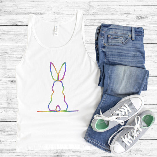 Rainbow Subtle Bunny v2 Premium Unisex Tank Top