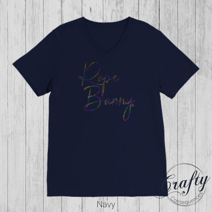 Rainbow Rope Bunny Premium Unisex V-Neck T-shirt