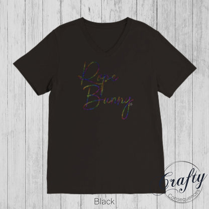 Rainbow Rope Bunny Premium Unisex V-Neck T-shirt