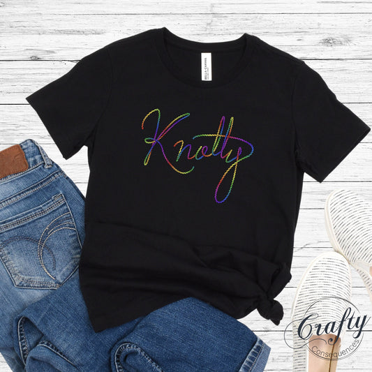 Rainbow Knotty Rope Premium Womens Crewneck T-shirt